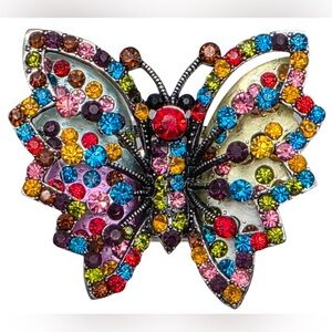 Colorful Rhinestone Butterfly Adjustable Ring